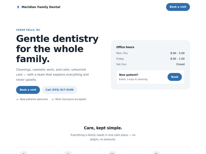 Meridian Family Dental — clean clinical sample site